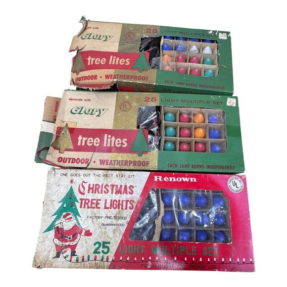 Lot Glory Lites Vintage Christmas Tree Lights Light Multiple Set Indoor Outdoor - Picture 1 of 6
